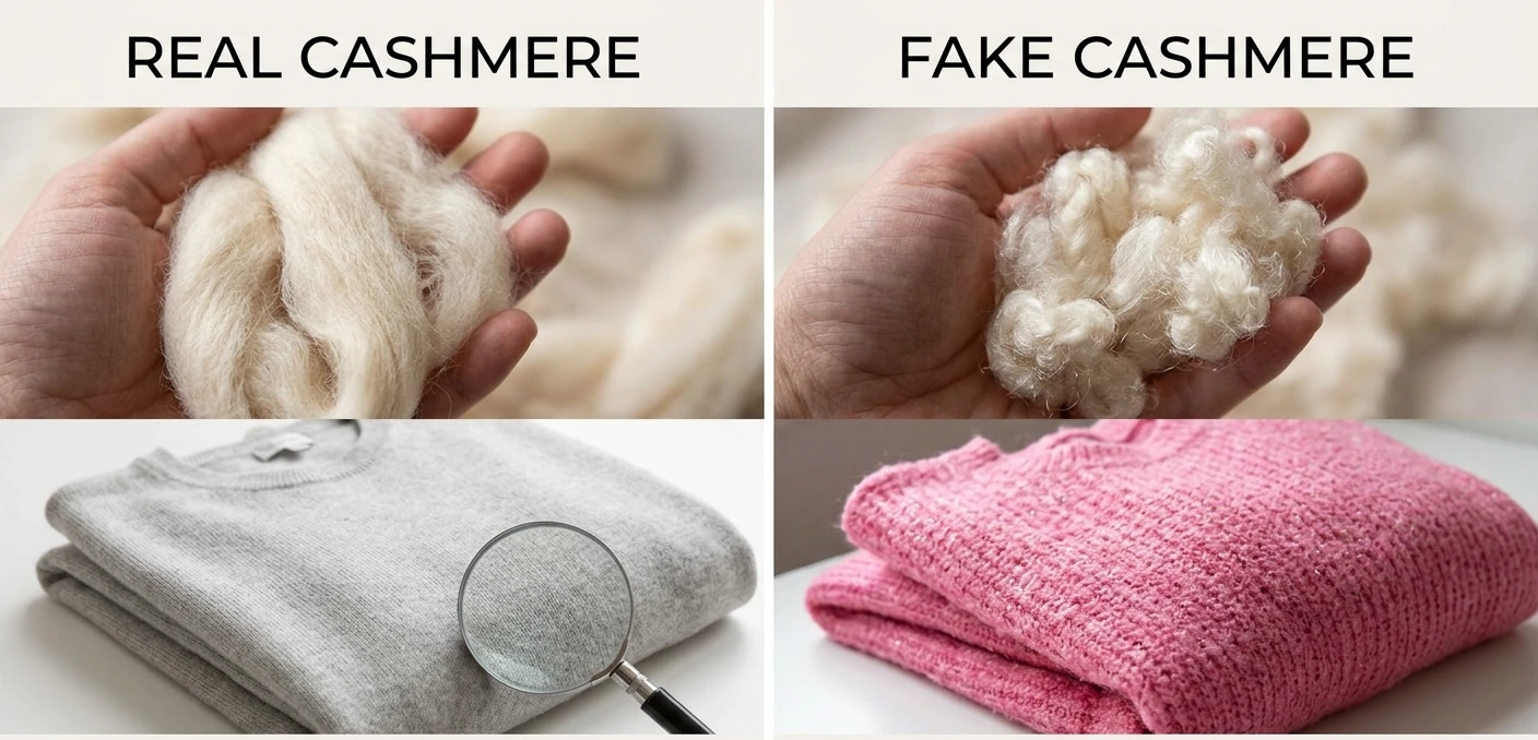 Real vs fake cashmere comparison