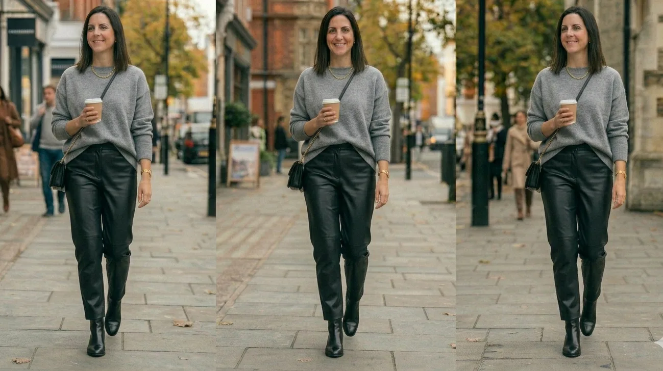 Cashmere with Leather Trousers